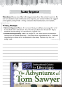 The Adventures of Tom Sawyer Reader Response Writing Prompts