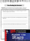 Number the Stars Close Reading and Text-Dependent Questions